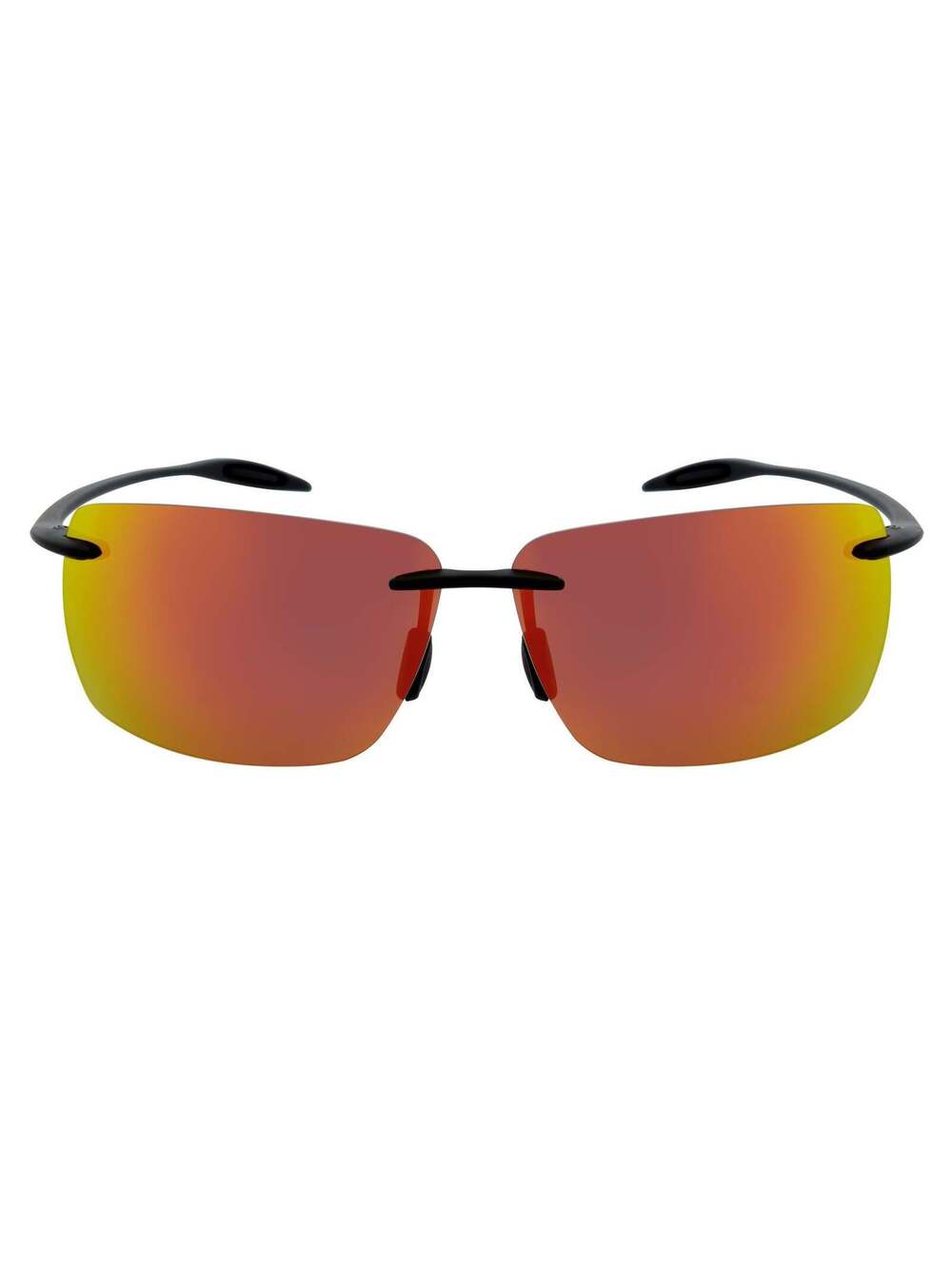 MAUI - Rimless TR90 Thin Sports Wrap Sunglasses Black Orange Mirror Polarized